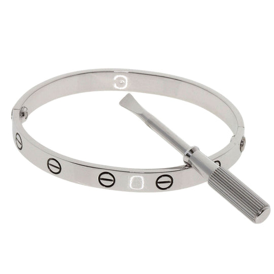 CARTIER bracelet K18WG Silver Love Bracelet with Driver #17 Women Used Authentic