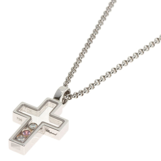 Chopard Necklace K18WG Silver Happy diamond cross Women Used Authentic