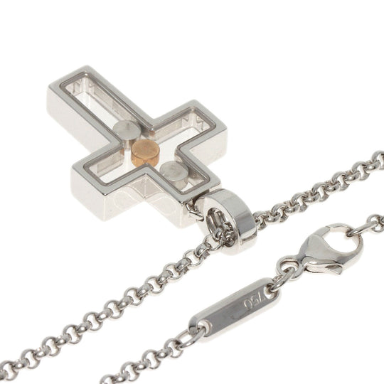 Chopard Necklace K18WG Silver Happy diamond cross Women Used Authentic