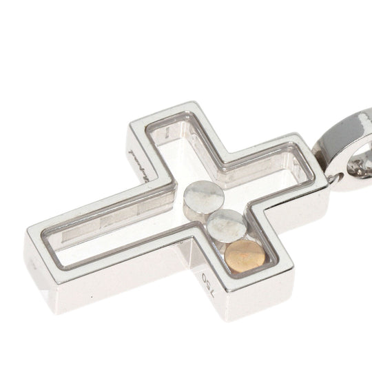 Chopard Necklace K18WG Silver Happy diamond cross Women Used Authentic