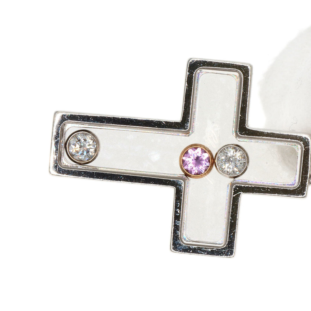 Chopard Necklace K18WG Silver Happy diamond cross Women Used Authentic