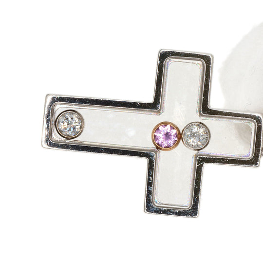 Chopard Necklace K18WG Silver Happy diamond cross Women Used Authentic