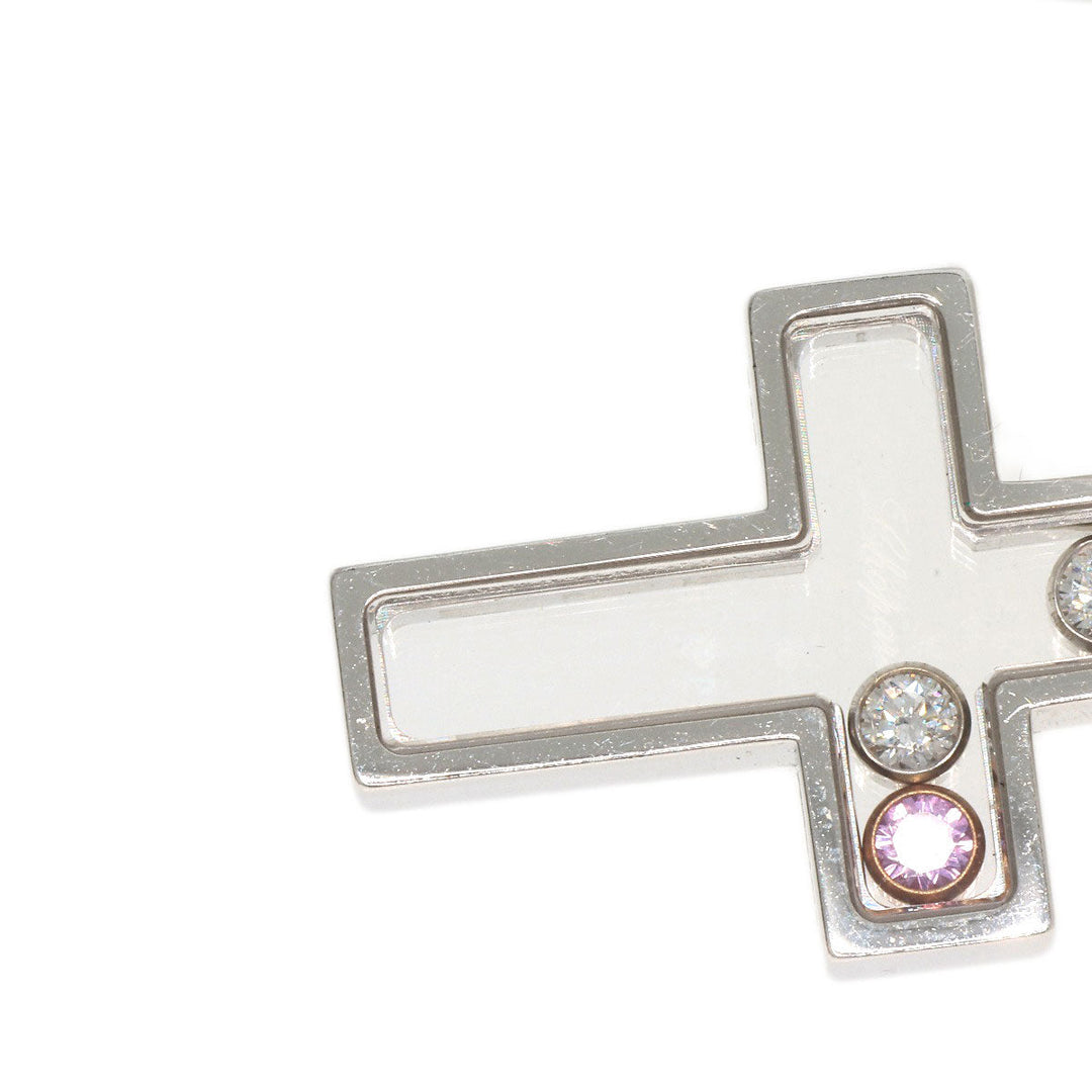 Chopard Necklace K18WG Silver Happy diamond cross Women Used Authentic