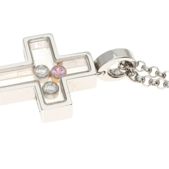 Chopard Necklace K18WG Silver Happy diamond cross Women Used Authentic