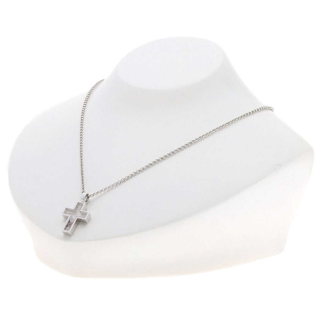 Chopard Necklace K18WG Silver Happy diamond cross Women Used Authentic