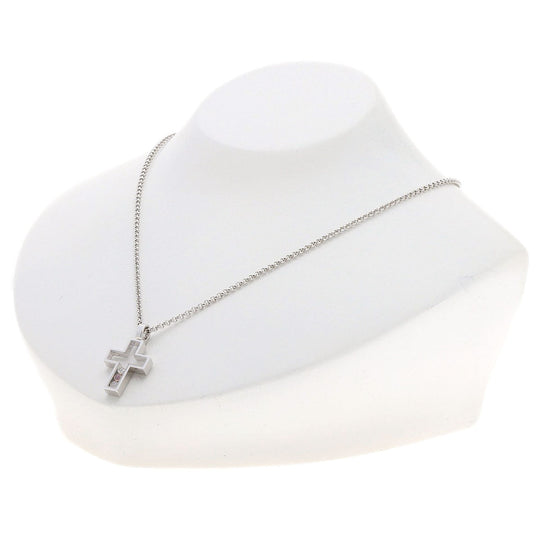 Chopard Necklace K18WG Silver Happy diamond cross Women Used Authentic
