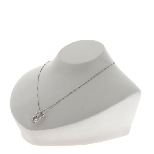 MIKIMOTO Necklace K18WG Silver Heart Motif Pearl Women Used Authentic
