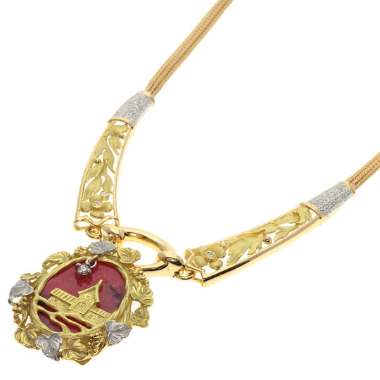 NOBUKO ISHIKAWA Necklace K18YG , PT900 gold As Time Diamond Women Used Authentic