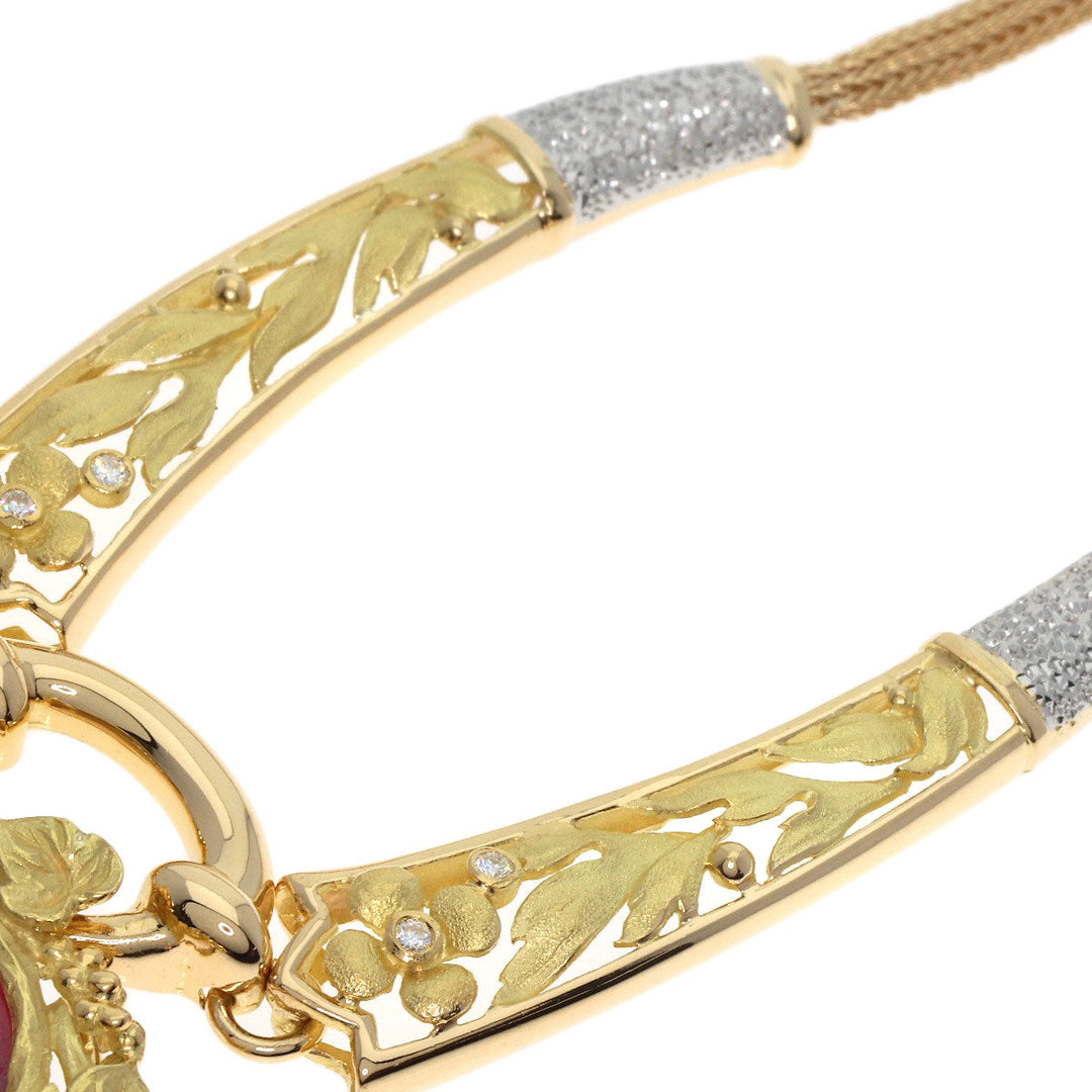 NOBUKO ISHIKAWA Necklace K18YG , PT900 gold As Time Diamond Women Used Authentic