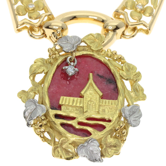 NOBUKO ISHIKAWA Necklace K18YG , PT900 gold As Time Diamond Women Used Authentic
