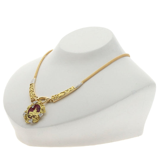 NOBUKO ISHIKAWA Necklace K18YG , PT900 gold As Time Diamond Women Used Authentic