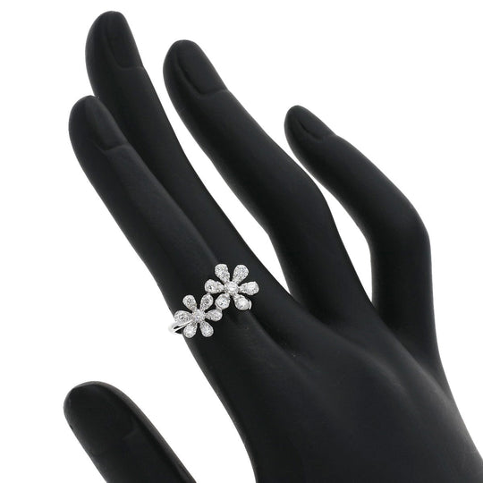Ponte Vecchio Ring K18WG Silver Flower Diamond