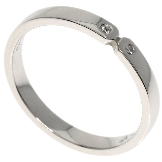 HERMES Ring PT950 Silver Ever Kelly 2P Diamond #51 Women Used Authentic