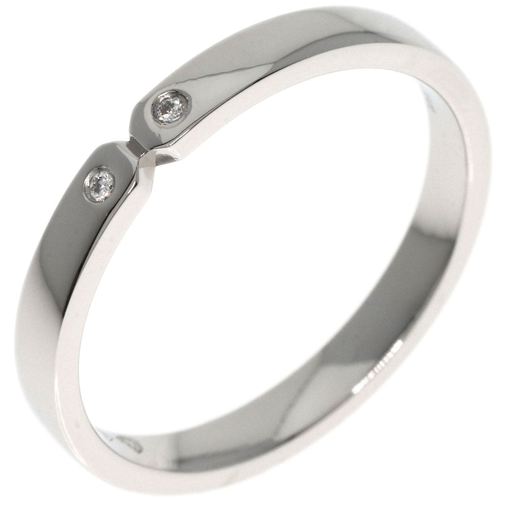 HERMES Ring PT950 Silver Ever Kelly 2P Diamond #51 Women Used Authentic