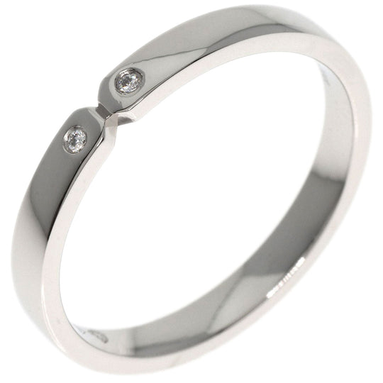 HERMES Ring PT950 Silver Ever Kelly 2P Diamond #51 Women Used Authentic