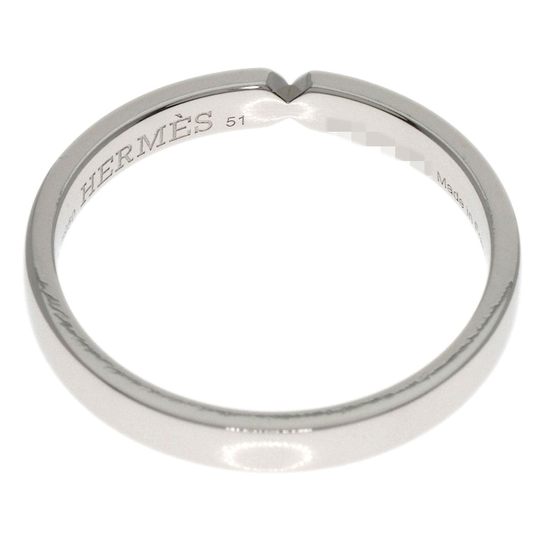HERMES Ring PT950 Silver Ever Kelly 2P Diamond #51 Women Used Authentic