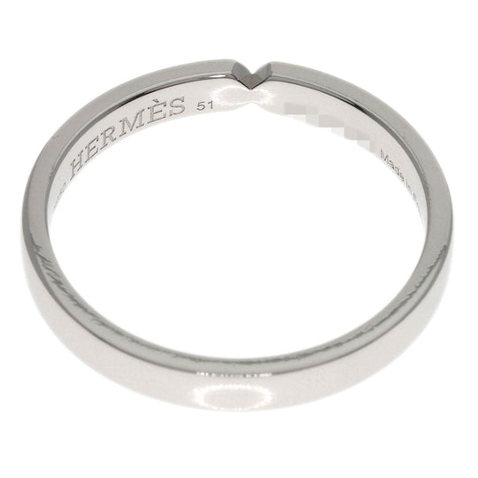 HERMES Ring PT950 Silver Ever Kelly 2P Diamond #51 Women Used Authentic