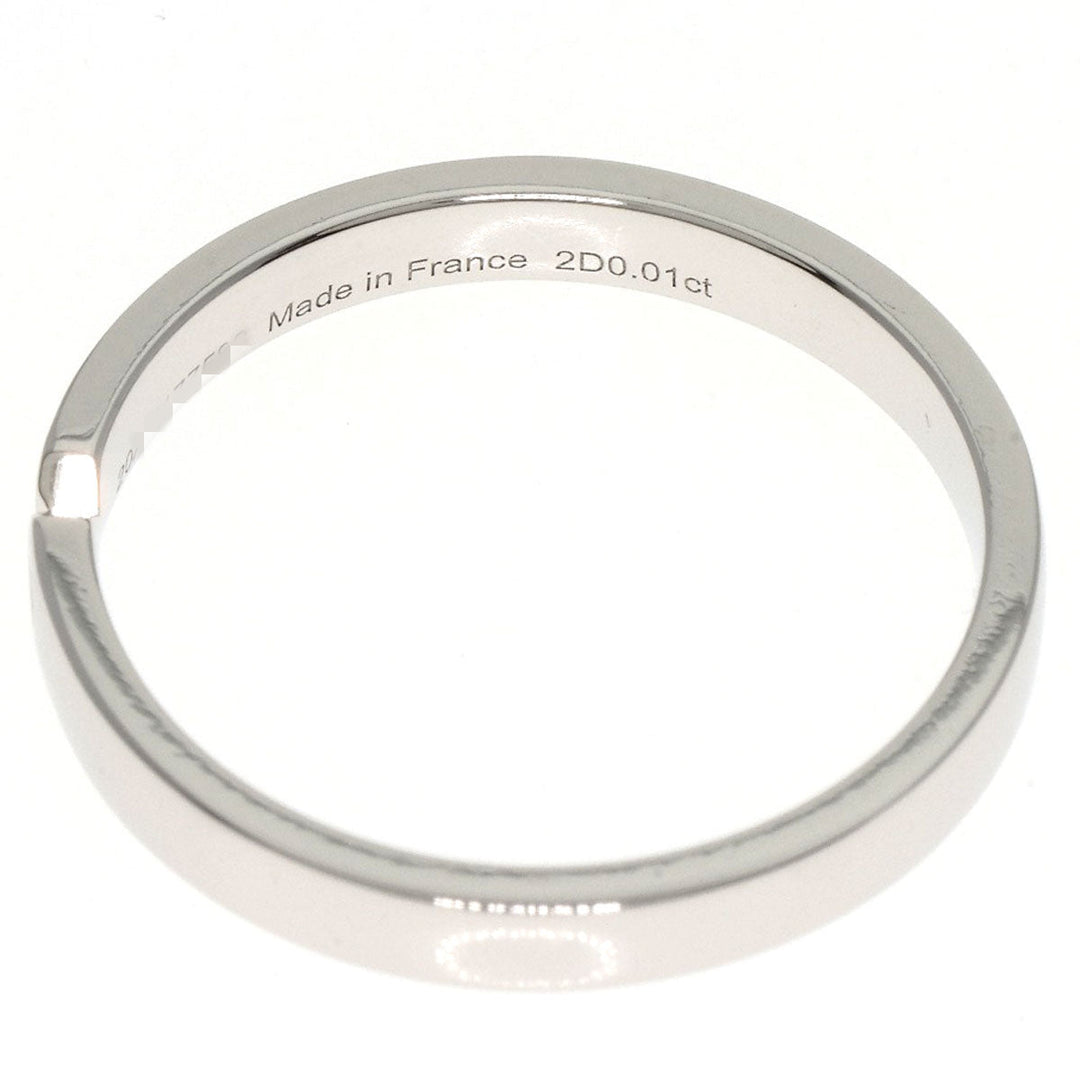 HERMES Ring PT950 Silver Ever Kelly 2P Diamond #51 Women Used Authentic