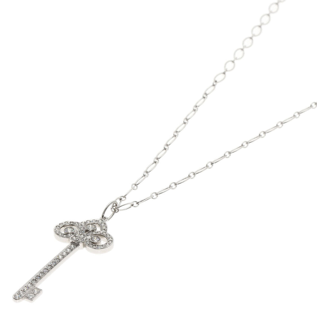 TIFFANY&Co. Necklace PT950 Silver Fleur de Risky Diamond