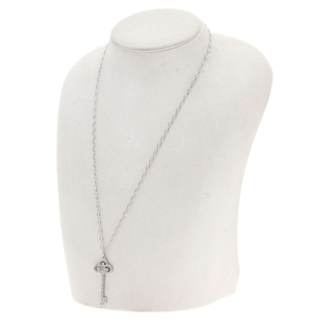 TIFFANY&Co. Necklace PT950 Silver Fleur de Risky Diamond