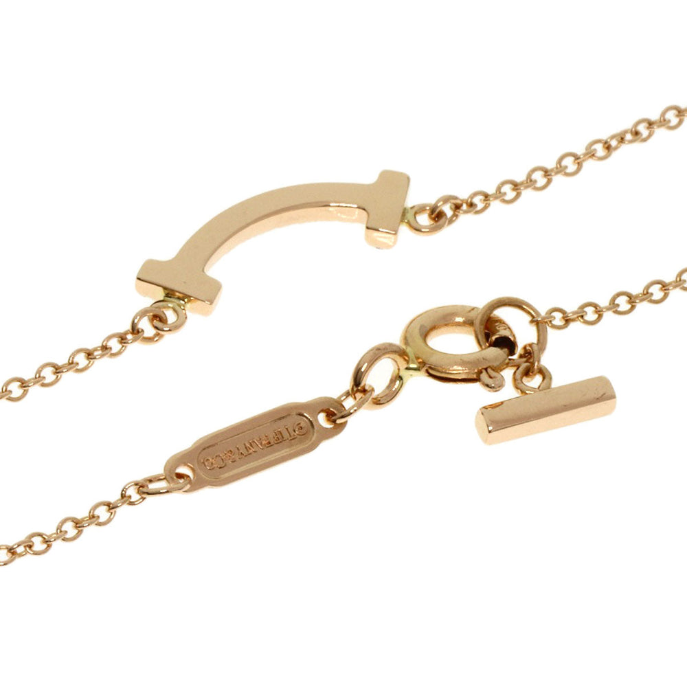 TIFFANY&Co. Necklace 18K Pink Gold gold T Smile Mini Diamond Women Used Authentic