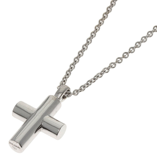 BVLGARI Necklace K18WG Silver Latin Cross Women Used Authentic