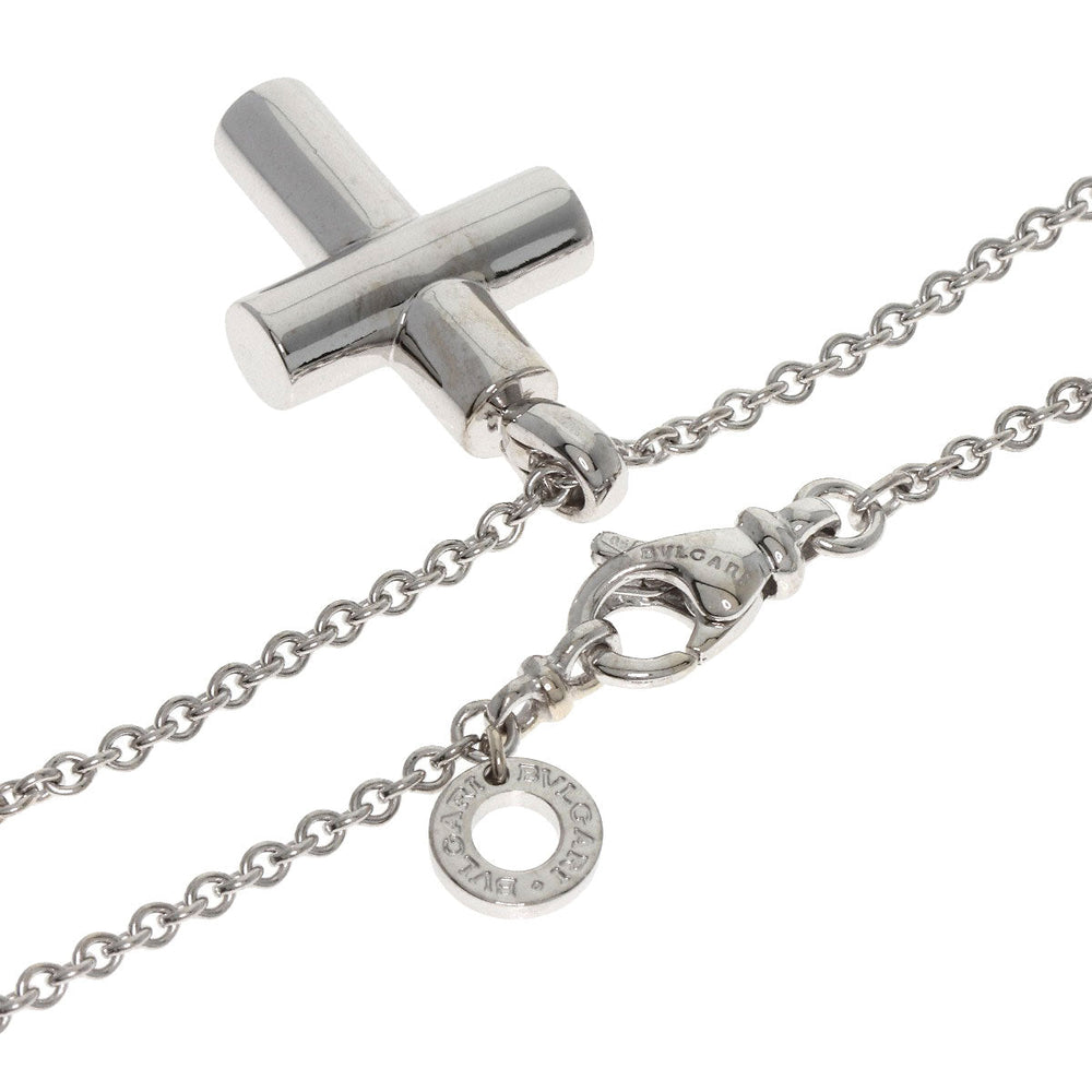 BVLGARI Necklace K18WG Silver Latin Cross Women Used Authentic