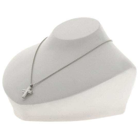 BVLGARI Necklace K18WG Silver Latin Cross Women Used Authentic