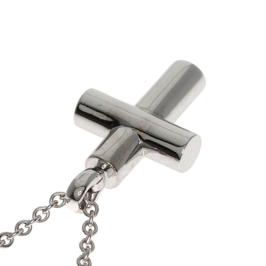 BVLGARI Necklace K18WG Silver Latin Cross Women Used Authentic
