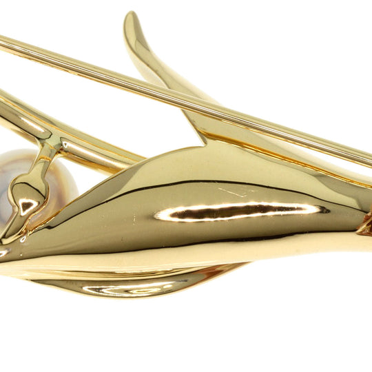 MIKIMOTO Brooch 18K Yellow Gold gold Pearl Diamond Tulip Motif