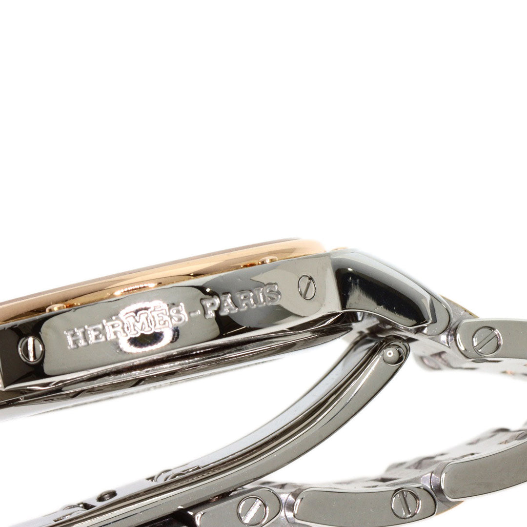 HERMES Watches Quartz CP1.322 Stainless Steel, SSxPGP, Diamond Silver Clipper Classic Nacle Diamond White shell dial Women Used Authentic