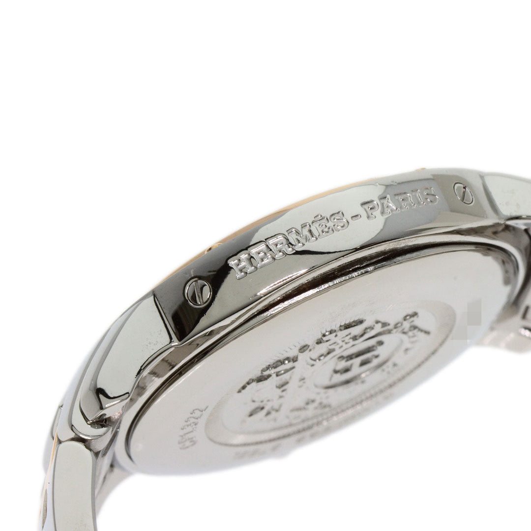 HERMES Watches Quartz CP1.322 Stainless Steel, SSxPGP, Diamond Silver Clipper Classic Nacle Diamond White shell dial Women Used Authentic