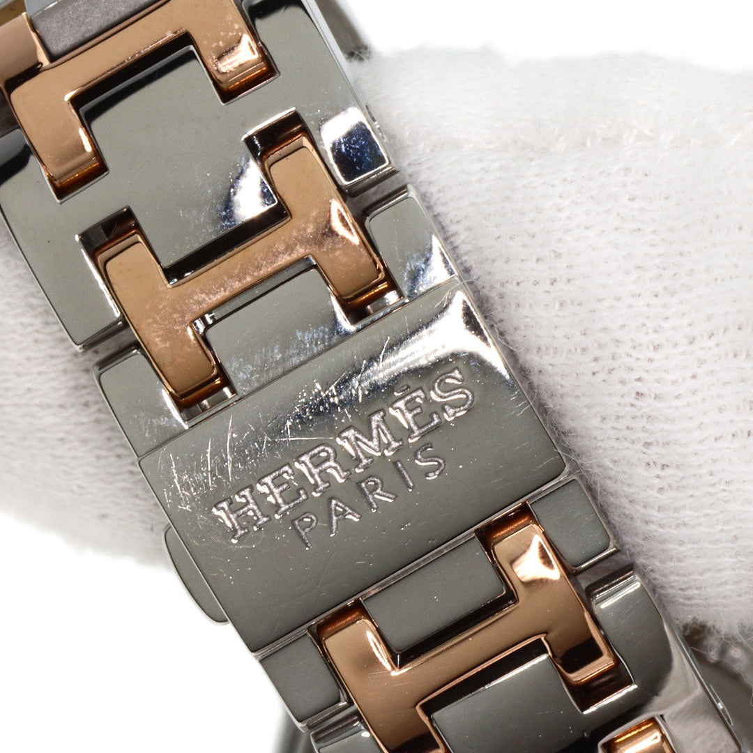 HERMES Watches Quartz CP1.322 Stainless Steel, SSxPGP, Diamond Silver Clipper Classic Nacle Diamond White shell dial Women Used Authentic