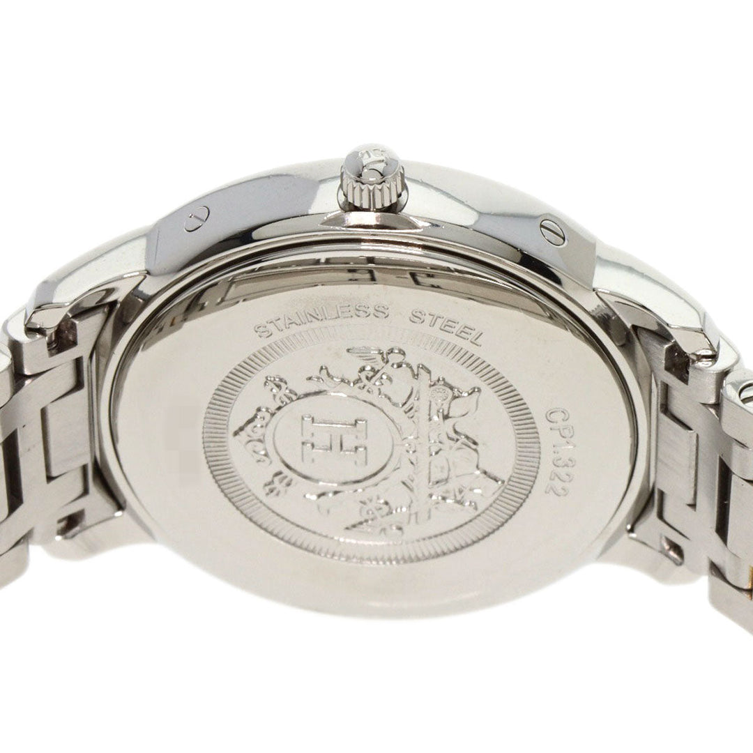 HERMES Watches Quartz CP1.322 Stainless Steel, SSxPGP, Diamond Silver Clipper Classic Nacle Diamond White shell dial Women Used Authentic
