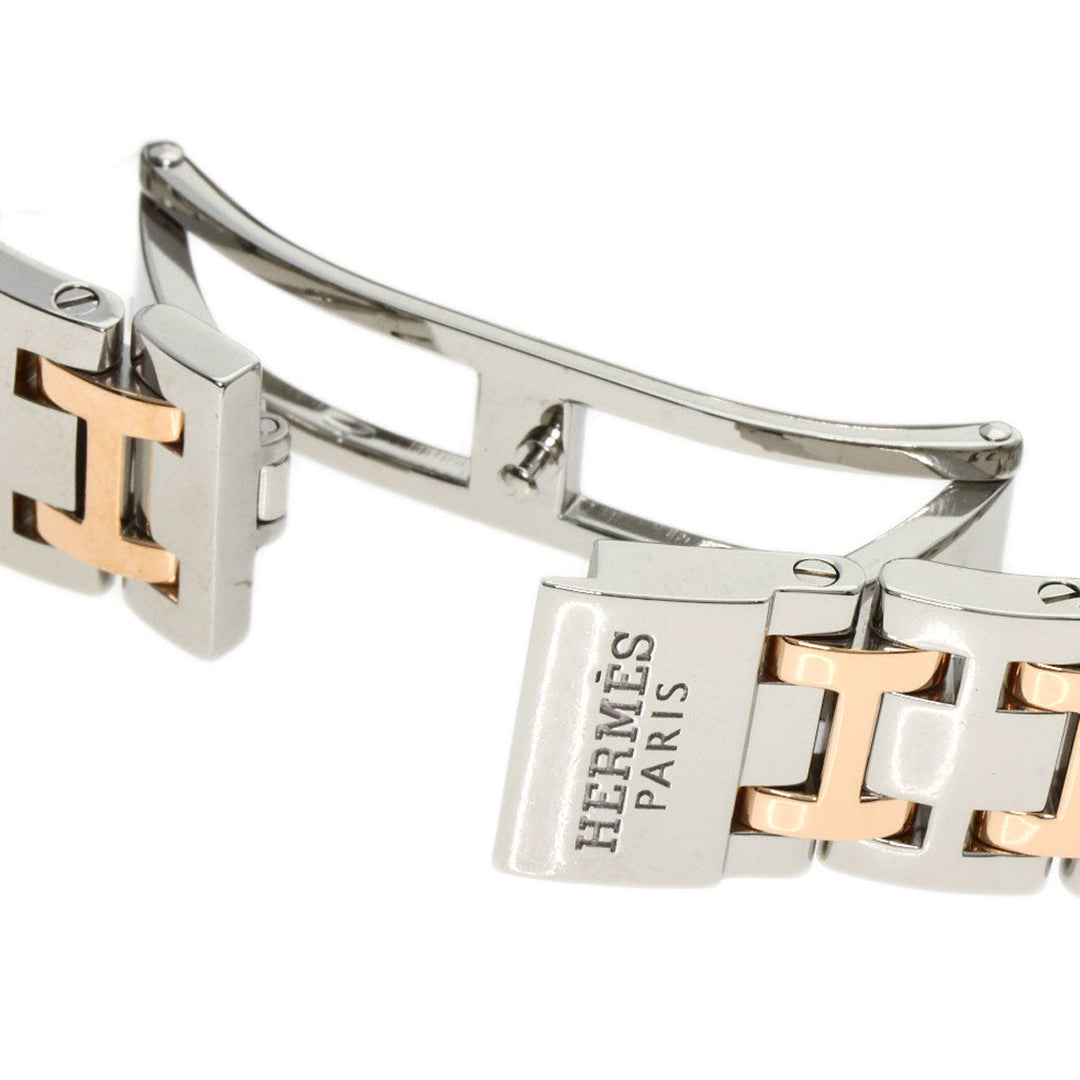 HERMES Watches Quartz CP1.322 Stainless Steel, SSxPGP, Diamond Silver Clipper Classic Nacle Diamond White shell dial Women Used Authentic