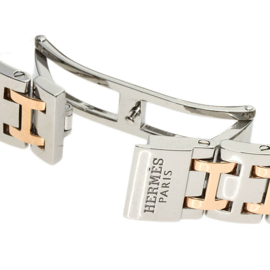 HERMES Watches Quartz CP1.322 Stainless Steel, SSxPGP, Diamond Silver Clipper Classic Nacle Diamond White shell dial Women Used Authentic