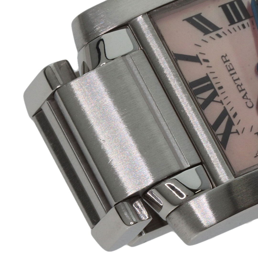 CARTIER Watches Quartz W51028Q3 Stainless Steel , Stainless Steel Silver Tank francaise SM Pink shell dial Women Used Authentic