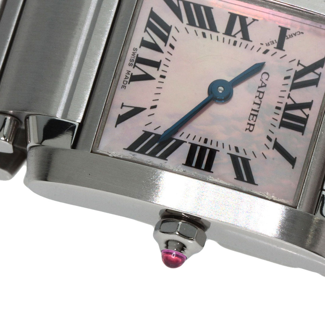 CARTIER Watches Quartz W51028Q3 Stainless Steel , Stainless Steel Silver Tank francaise SM Pink shell dial Women Used Authentic