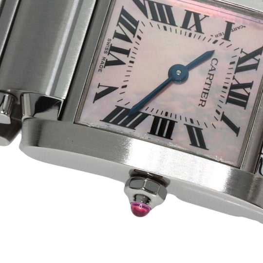 CARTIER Watches Quartz W51028Q3 Stainless Steel , Stainless Steel Silver Tank francaise SM Pink shell dial Women Used Authentic