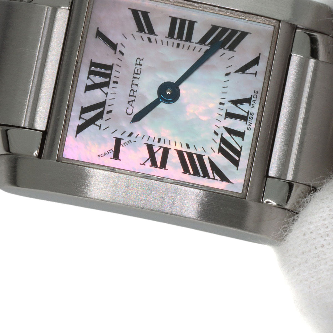CARTIER Watches Quartz W51028Q3 Stainless Steel , Stainless Steel Silver Tank francaise SM Pink shell dial Women Used Authentic