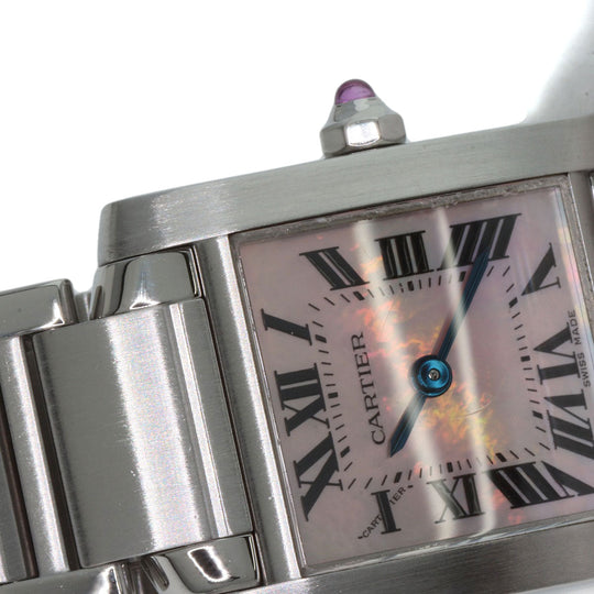 CARTIER Watches Quartz W51028Q3 Stainless Steel , Stainless Steel Silver Tank francaise SM Pink shell dial Women Used Authentic