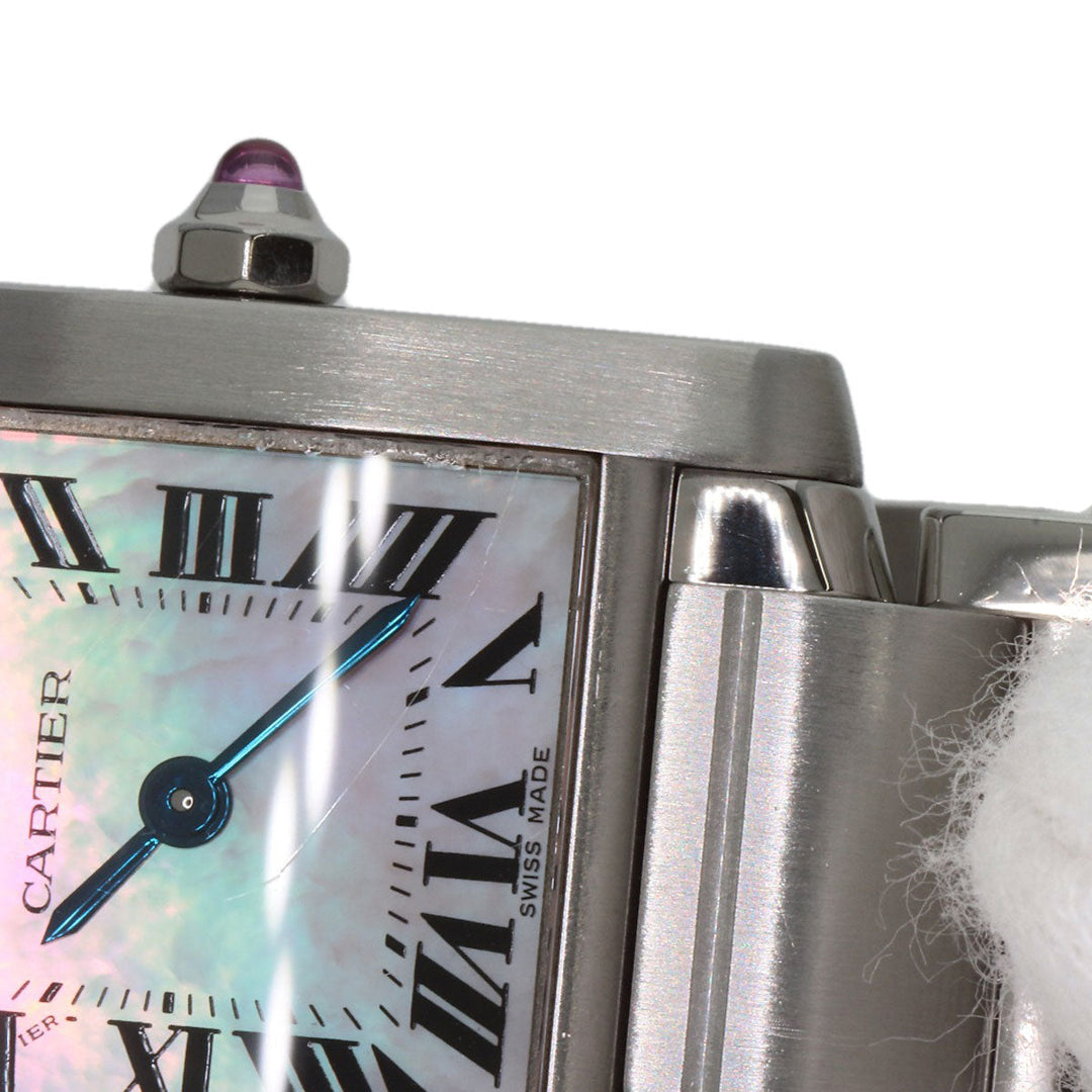 CARTIER Watches Quartz W51028Q3 Stainless Steel , Stainless Steel Silver Tank francaise SM Pink shell dial Women Used Authentic