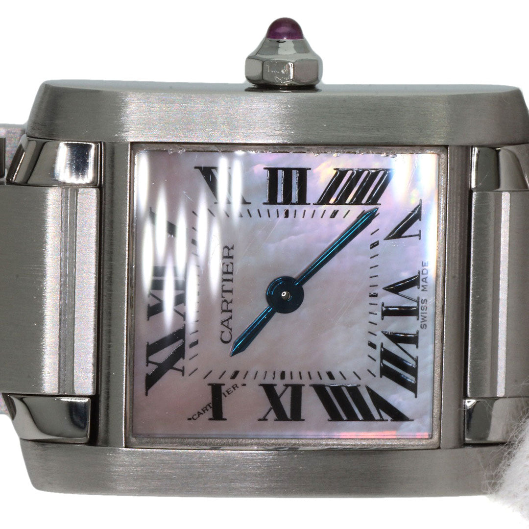 CARTIER Watches Quartz W51028Q3 Stainless Steel , Stainless Steel Silver Tank francaise SM Pink shell dial Women Used Authentic
