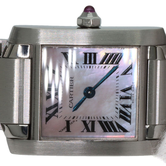 CARTIER Watches Quartz W51028Q3 Stainless Steel , Stainless Steel Silver Tank francaise SM Pink shell dial Women Used Authentic