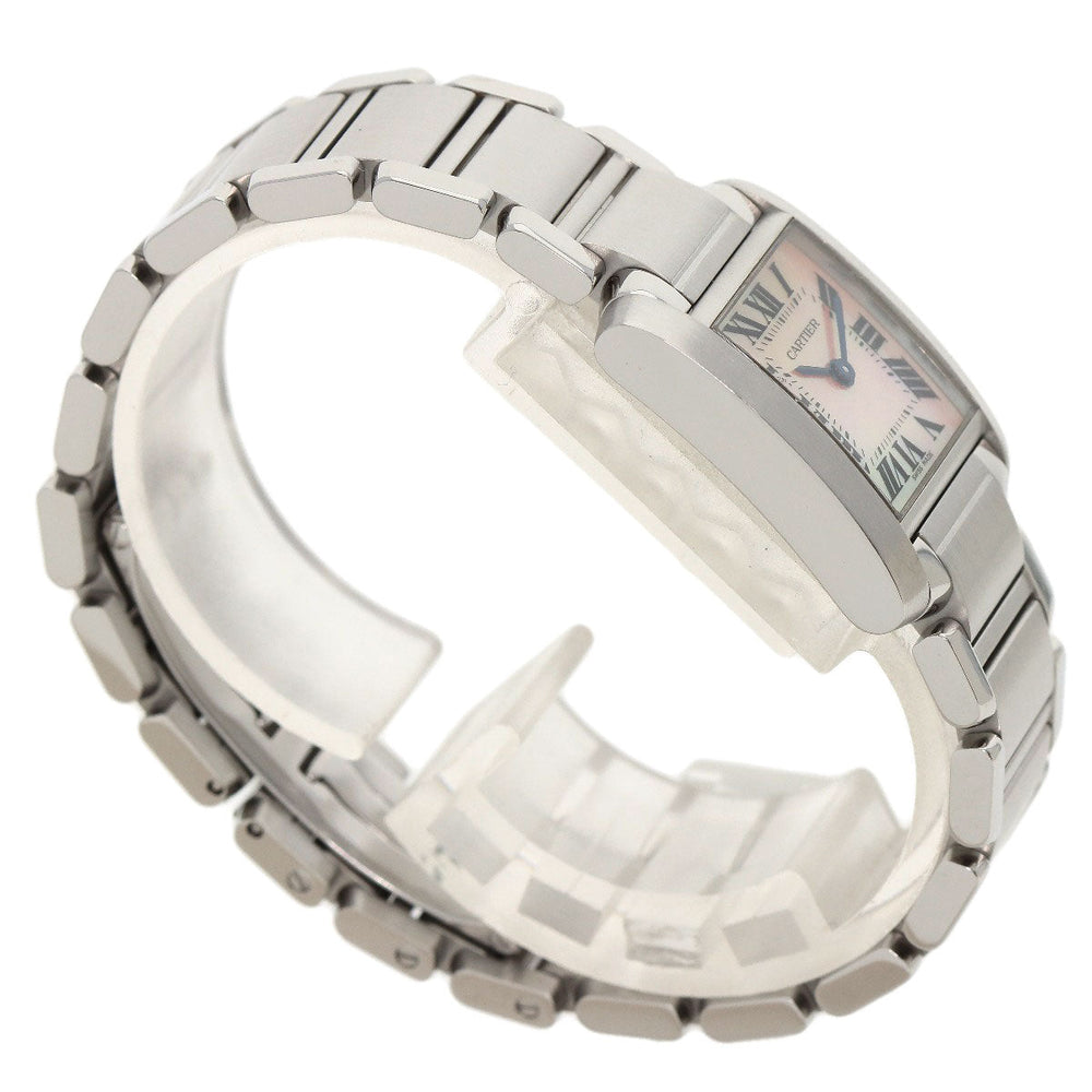 CARTIER Watches Quartz W51028Q3 Stainless Steel , Stainless Steel Silver Tank francaise SM Pink shell dial Women Used Authentic