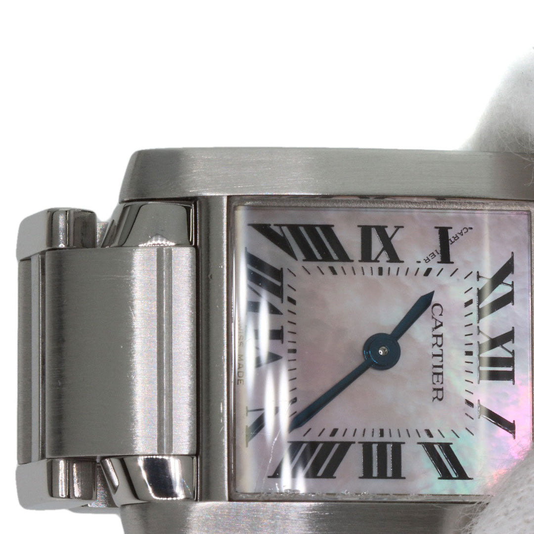 CARTIER Watches Quartz W51028Q3 Stainless Steel , Stainless Steel Silver Tank francaise SM Pink shell dial Women Used Authentic