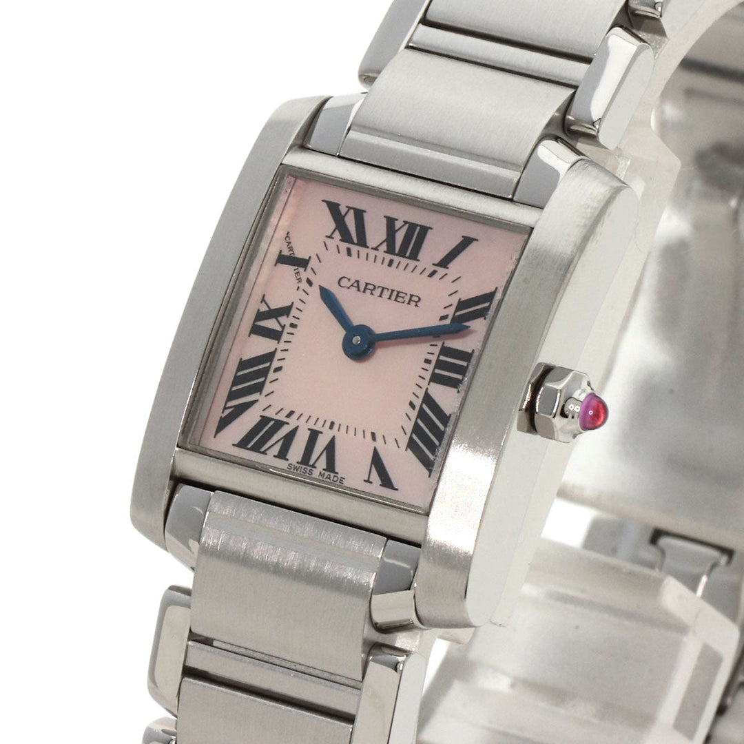 CARTIER Watches Quartz W51028Q3 Stainless Steel , Stainless Steel Silver Tank francaise SM Pink shell dial Women Used Authentic