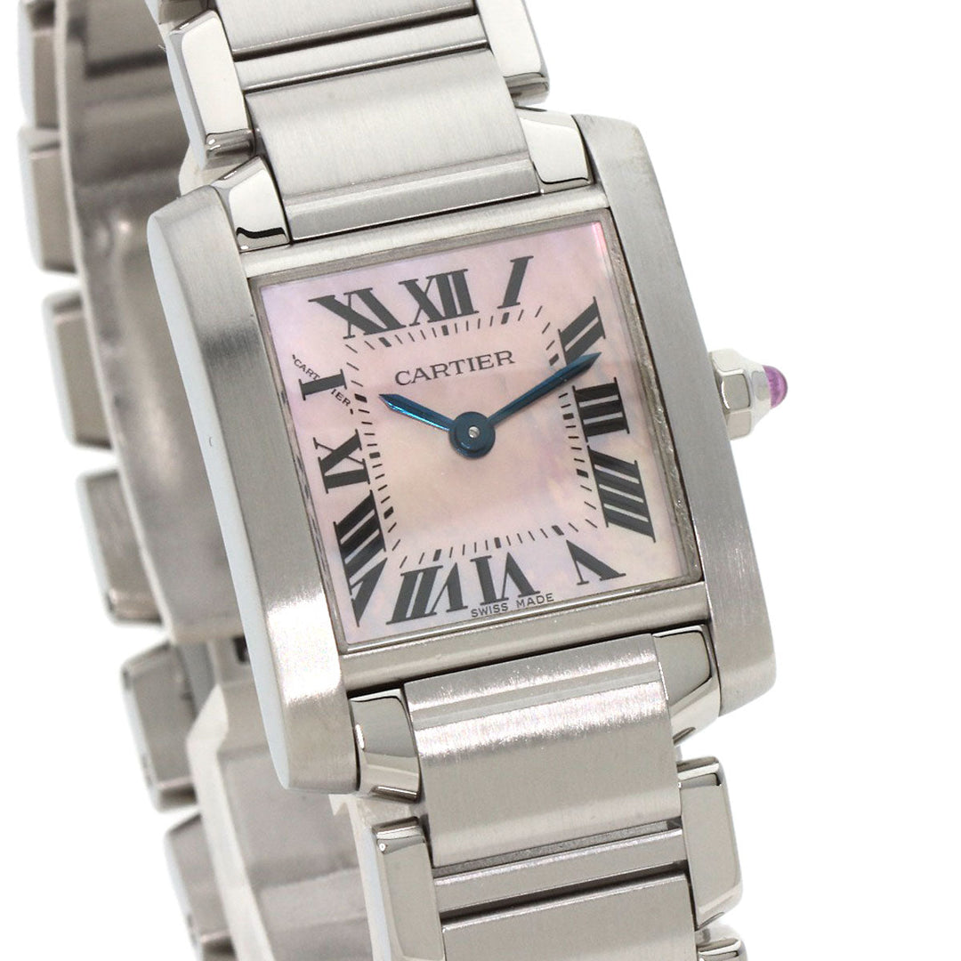 CARTIER Watches Quartz W51028Q3 Stainless Steel , Stainless Steel Silver Tank francaise SM Pink shell dial Women Used Authentic