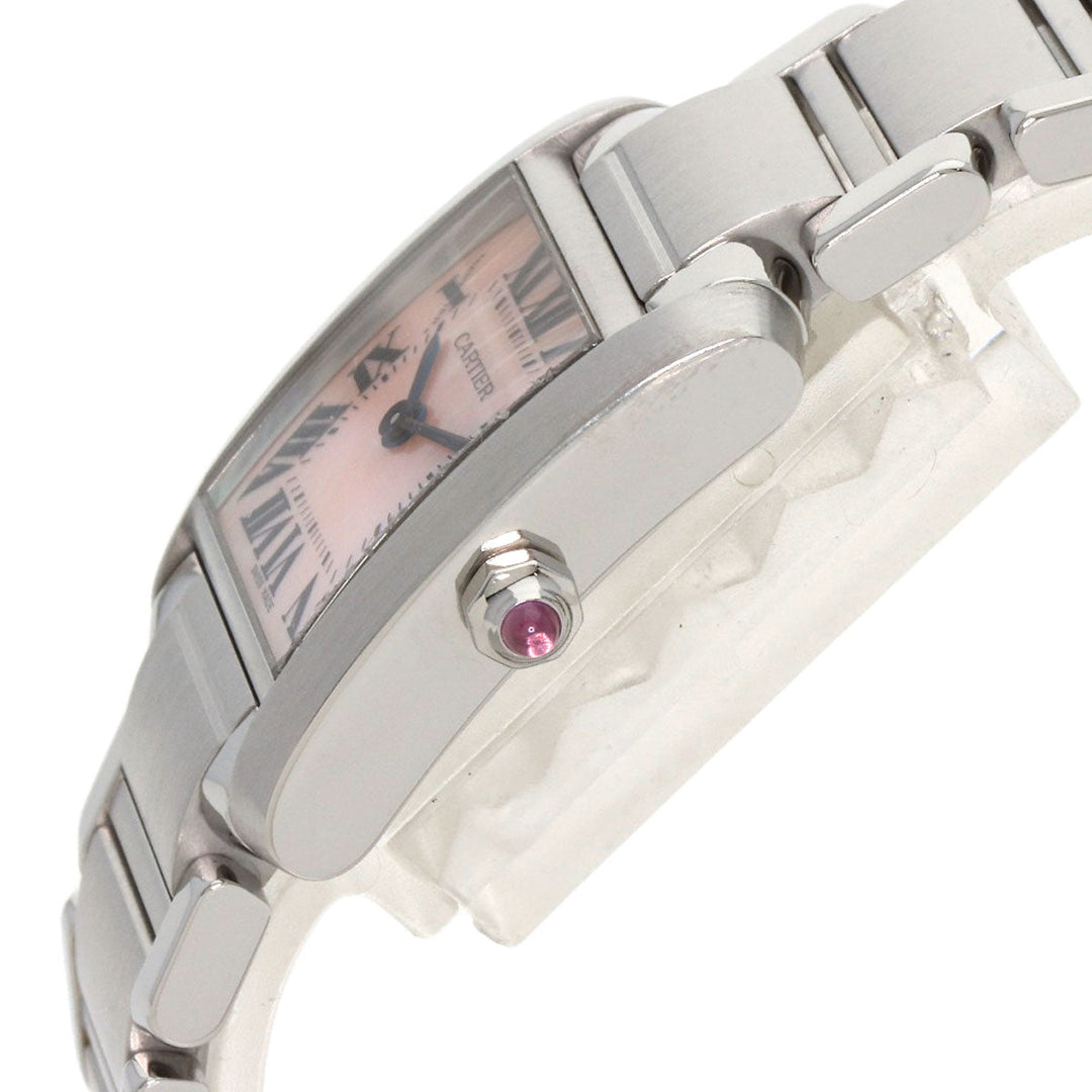 CARTIER Watches Quartz W51028Q3 Stainless Steel , Stainless Steel Silver Tank francaise SM Pink shell dial Women Used Authentic