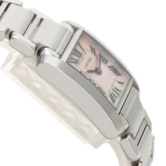 CARTIER Watches Quartz W51028Q3 Stainless Steel , Stainless Steel Silver Tank francaise SM Pink shell dial Women Used Authentic